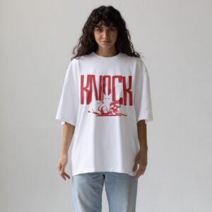 Knock Originals Rip Cat 180 GSM Oversized Premium Cotton T-Shirt — Bold Red Graphic Streetwear Essential